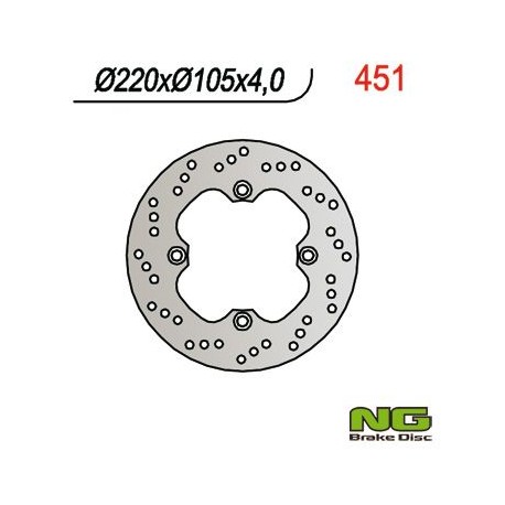 NG přední brzdový kotouč HONDA na skútry 125/150 (220X105X4) 4 mont. otvory10,5