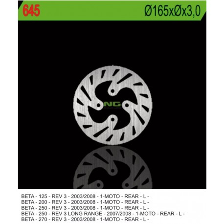 NG zadní brzdový kotouč BETA REV 3 125/200/250/270 '03-'08 (165X3) (4X10,5MM)