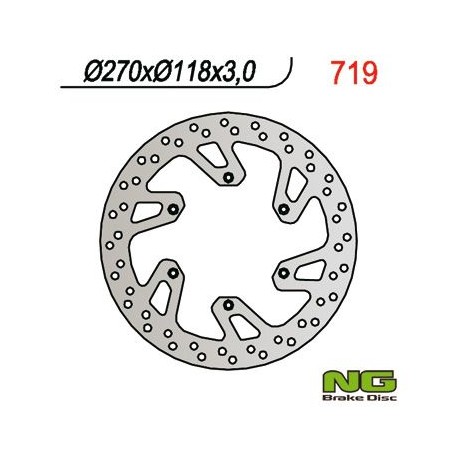 NG přední brzdový kotouč SUZUKI DRZ 400 E/S 00-09, RM 125/250 96-08, YAMAHA YZ/YZF/WR (270X118X3,0MM) (6X6,5MM)