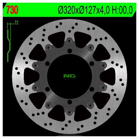 NG přední brzdový kotouč KTM 625/640/690 (320X127X4) (6X6,5MM)