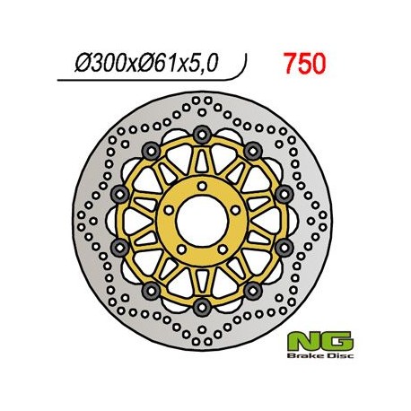 NG přední brzdový kotouč KAWASAKI ZX6R '95-'02, ZR 550/750 ZEPHYR, ZZR600 '90-'06 Z750 '04- (300x61x5) (5x10,25mm)