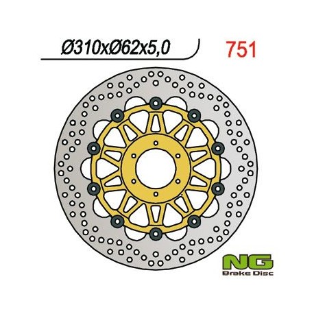 NG přední brzdový kotouč HONDA CBR 900 98-99 (310x62x5) (6X6,5MM) plovoucí
