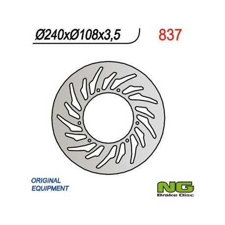 NG přední brzdový kotouč YAMAHA DT 50R 03-08, XT 125R 05-08, MBK 50X-LIMIT 03-05 (240X108X3,5) (6X6,5MM)