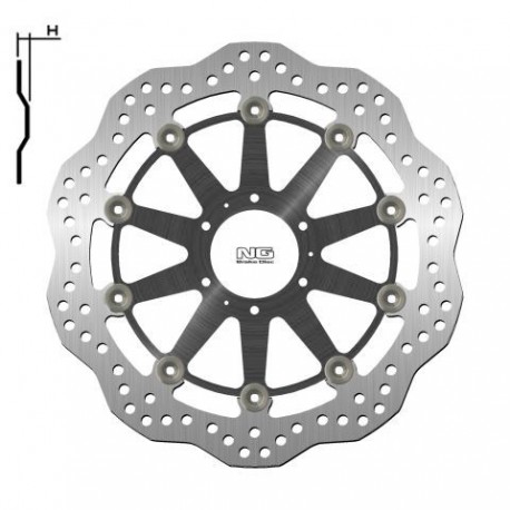 NG přední brzdový kotouč HONDA XL 1000V 99-13, VFR CROSSRUNNER 800 '11-14 (296X62X5MM) (6X6,5MM) WAVE plovoucí(ALU střed)