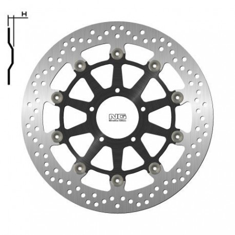NG přední brzdový kotouč DUCATI 848 '08-13, PANIGALE 959 '18-19, S4R 996 '07-09 (320X72X5MM) (5X8,5MM) plovoucí (ALU střed)