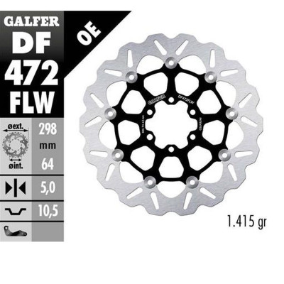 Přední/zadní brzdový kotouč APRILIA CAGIVA INDIAN MOTO MORINI VICTORY YAMAHA (298X64X5) (WAVE FLOATING), GALFER