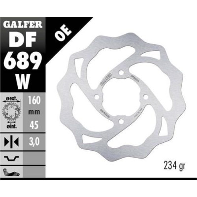 Zadní brzdový kotouč KTM 65 SX '98-'22, GAS GAS MC 65 '21-22 (160X45X3) (4X6,5MM) WAVE, GALFER
