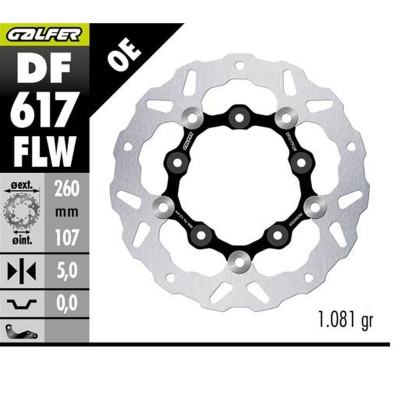 Přední brzdový kotouč KTM 890SMT '23-'25 (WAVE FLOATING) (260X107X5MM), GALFER