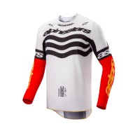dres TECHSTAR limitovaná edice DEEP, ALPINESTARS (černá/bílá/červená fluo/oranžová) 2025