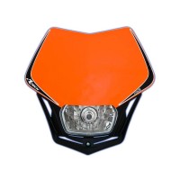 Přední enduro maska se světlem RTECH V-Face oranžová-černá