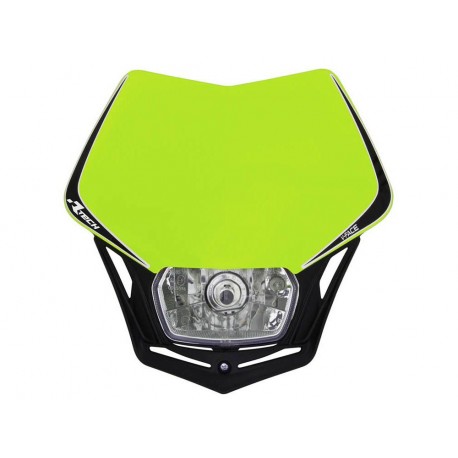 Přední enduro maska se světlem RTECH V-Face neon žlutá-černá