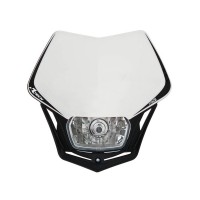 Přední enduro maska se světlem RTECH V-Face bílá-černá