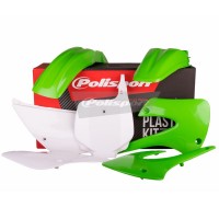 Sada plastů KAWASAKI KX 85 '01-'13 KX 100 '01-'13 (zelená/bílá), POLISPORT