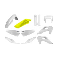 Sada plastů (FULL KIT) HUSQVARNA TE/FE TPI '20-'23, v sadě přední kryt světla a kryty tlumičů (bílá),POLISPORT