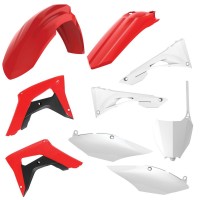 Sada plastů HONDA CRF 250RX '19-'21 CRF 459RX '17-'21, v sadě přední tabulka a kryty tlumičů (červená/bílá),POLISPORT