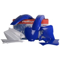 Sada plastů (FULL KIT) YAMAHA YZ 125/250 '00-'01, v sadě přední tabulka a kryty tlumičů (OEM modrá/bílá),POLISPORT