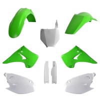Sada plastů KAWASAKI KX 125/250 '04-'08 (zelená/bílá), POLISPORT