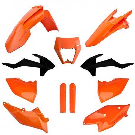 Sada plastů KTM EXC/EXC-F TPI '17-'19 (oranžová/černá), POLISPORT