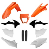 Sada plastů KTM EXC/EXC-F TPI '17-'19 (oranžová/černá/bílá), POLISPORT