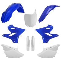 Sada plastů (FULL KIT) YAMAHA YZ 125/250 '15-'20, v sadě přední tabulka a kryty tlumičů (OEM modrá/bílá), POLISPORT