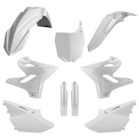 Sada plastů (FULL KIT) YAMAHA YZ 125/250 '15-'20 v sadě přední tabulka a kryty tlumičů (bílá), POLISPORT