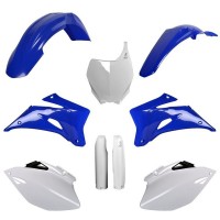 Sada plastů (FULL KIT) YAMAHA YZ 250 F '06-'07 YZ 450F '06-'07, v sadě přední tabulka a kryty tlumičů (OEM modrá/bílá), POLISPOR