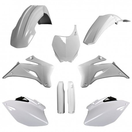 Sada plastů (FULL KIT) YAMAHA YZ 250 F '06-'07 YZ 450F '06-'07, v sadě přední tabulka a kryty tlumičů (bílá), POLISPORT