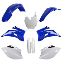 Sada plastů (FULL KIT) YAMAHA YZ 250 F '08-'09 YZ 450F '08-'09, v sadě přední tabulka a kryty tlumičů (OEM modrá/bílá), POLISPOR