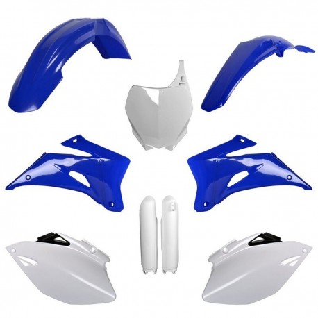 Sada plastů (FULL KIT) YAMAHA YZ 250 F '08-'09 YZ 450F '08-'09, v sadě přední tabulka a kryty tlumičů (OEM modrá/bílá), POLISPOR