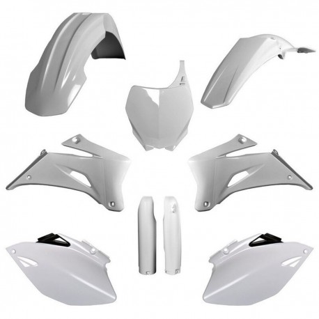 Sada plastů(FULL KIT) YAMAHA YZ 250 F '08-'09 YZ 450F '08-'09, v sadě přední tabulka a kryty tlumičů (bílá), POLISPORT