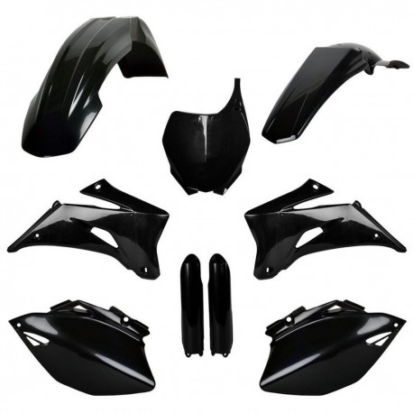 Sada plastů (FULL KIT) YAMAHA YZ 250 F '08-'09 YZ 450F '08-'09, v sadě přední tabulka a kryty tlumičů (černá), POLISPORT