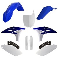 Sada plastů (FULL KIT) YAMAHA YZ 250 F '10-'13, v sadě přední tabulka a kryty tlumičů (OEM modrá/bílá), POLISPORT