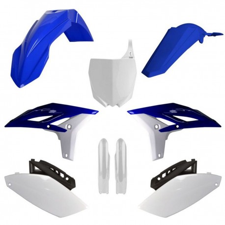 Sada plastů (FULL KIT) YAMAHA YZ 250 F '10-'13, v sadě přední tabulka a kryty tlumičů (OEM modrá/bílá), POLISPORT