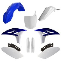 Sada plastů (FULL KIT) YAMAHA YZ 250 F '10-'13, v sadě přední tabulka a kryty tlumičů (OEM modrá/bílá), POLISPORT