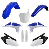 Sada plastů (FULL KIT) YAMAHA YZ 450 F '10-'13, v sadě přední tabulka a kryty tlumičů (OEM modrá/bílá), POLISPORT