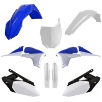 Sada plastů (FULL KIT) YAMAHA YZ 450 F '10-13, v sadě přední tabulka a kryty tlumičů (OEM modrá/bílá), POLISPORT