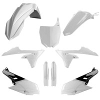 Sada plastů (FULL KIT) YAMAHA YZ 250 F '14-'18 YZ 450F '14-'17, v sadě přední tabulka a kryty tlumičů (bílá),POLISPORT