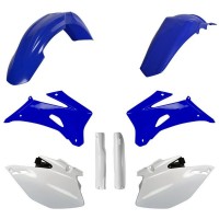 Sada plastů (FULL KIT) YAMAHA WR 250 F '07-'14 WR 450F '07-'11, v sadě přední tabulka a kryty tlumičů (OEM modrá/bílá),POLISPORT