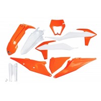 UFO sada plastů KTM EXC 125 '20-'21, EXC 250 / 300 TPI '20-'23, EXC-F 250 / 350 / 450 / 500 '20-'23 (oranžová/bílá)