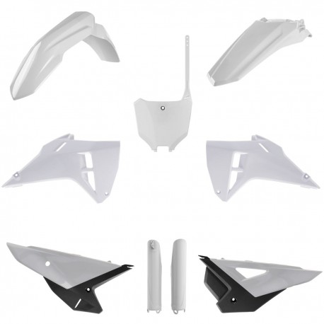 Sada plastů (FULL KIT) HONDA CRF 250R '25 CRF 250RX '25 CRF 450R '25 CRF 450RX '25, v sadě přední tabulka a kryty tlumičů (bílá)