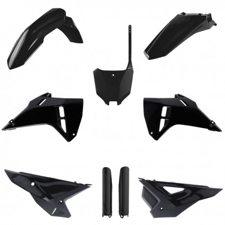 Sada plastů (FULL KIT) HONDA CRF 250R '25 CRF 250RX '25 CRF 450R '25 CRF 450RX '25, v sadě přední tabulka a kryty tlumičů (černá