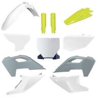 Sada plastů (FULL KIT) HUSQVARNA TC/FC '23-'25, v sadě přední tabulka a kryty tlumičů (šedá/bílá),POLISPORT