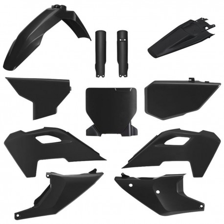 Sada plastů (FULL KIT) HUSQVARNA TC/FC '23-'25, v sadě přední tabulka a kryty tlumičů (černá),POLISPORT