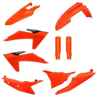 Sada plastů (FULL KIT) KTM EXC/EXC-F/XC-W/XC-WF TBI '24-'25, v sadě kryty tlumičů (OEM oranžová),POLISPORT