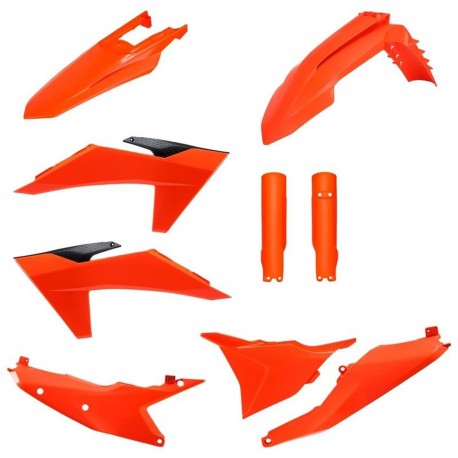 Sada plastů (FULL KIT) KTM EXC/EXC-F/XC-W/XC-WF TBI '24-'25, v sadě kryty tlumičů (OEM oranžová),POLISPORT