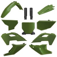 Sada plastů (FULL KIT) HUSQVARNA TC/FC '23-'25, v sadě přední tabulka a kryty tlumičů (zelená),POLISPORT