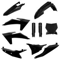 Sada plastů (FULL KIT) KTM SX/SX-F/XC/XC-F '23-'24, v sadě přední tabulka a kryty tlumičů (černá),POLISPORT
