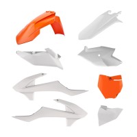 Sada plastů KTM SX 85 '18-'24, v sadě přední tabulka a kryty tlumičů (OEM oranžová/bílá),POLISPORT