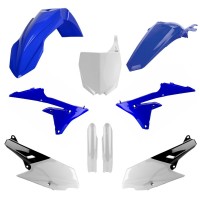 Sada plastů (FULL KIT) YAMAHA YZ 250F '14-'18 YZ 450F '14-'17, v sadě přední tabulka a kryty tlumičů (modrá/bílá),POLISPORT