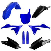 Sada plastů (FULL KIT) YAMAHA YZ 250F '14-'18 YZ 450F '14-'17, v sadě přední tabulka a kryty tlumičů (modrá/černá),POLISPORT